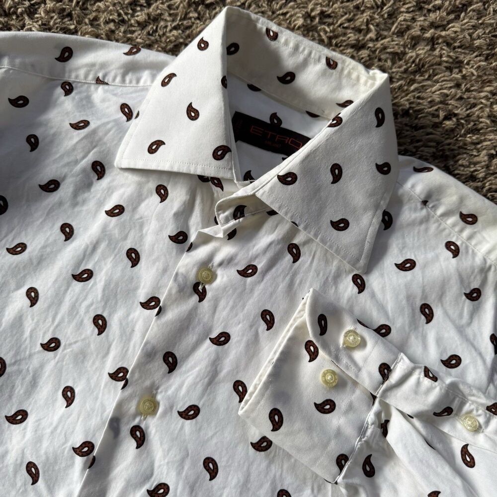 Etro Spa Shirt Womens 39 Paisley Button Down Cotton Designer Classic Italy